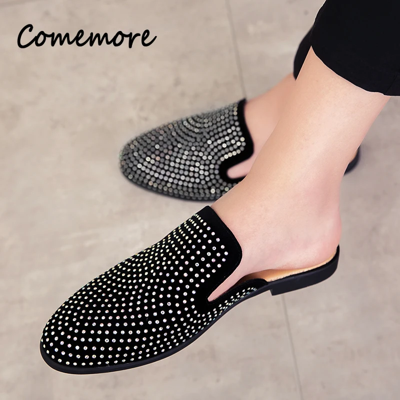 Men Shoes Louboutin - Luxury Glitter Rhinestone Leather Shoes Men