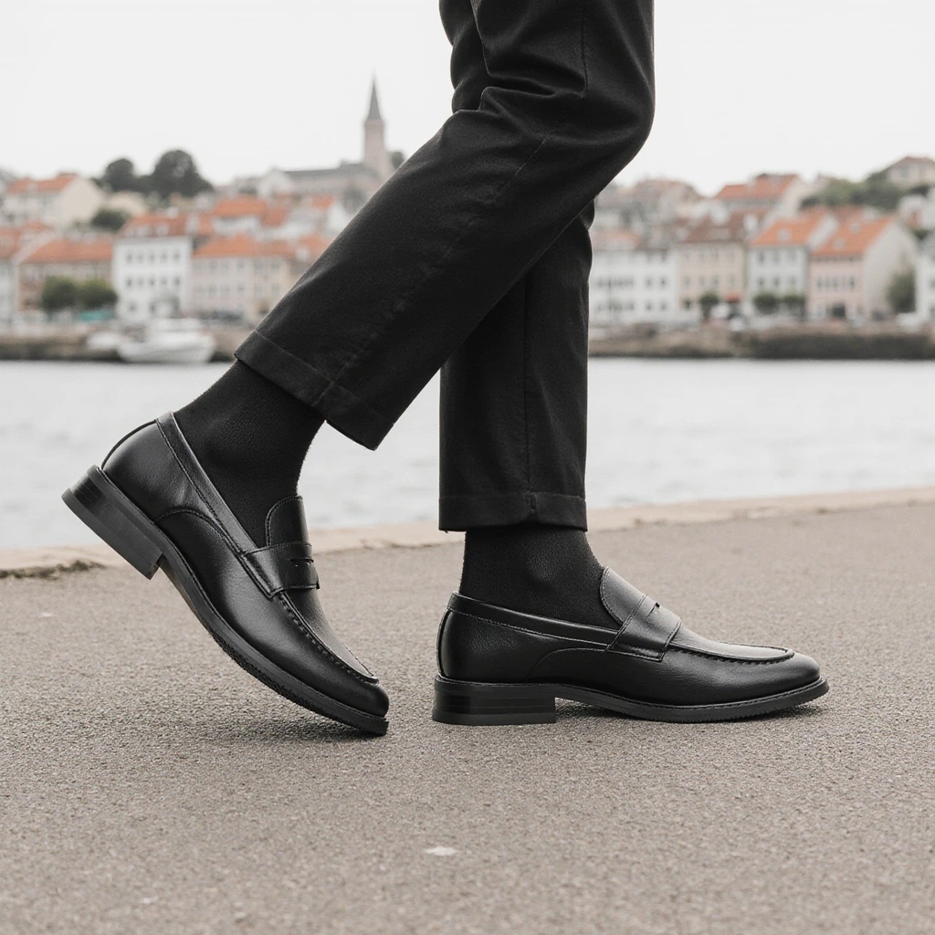 Men's Black Penny Loafers Clas - Men Shoes For Office Work 评论和价格