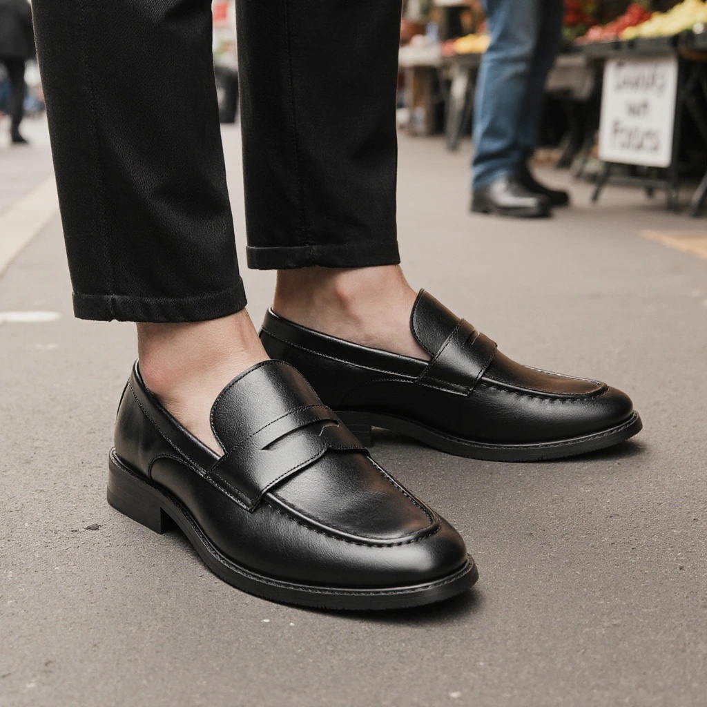 Men's Black Penny Loafers Clas - Men Shoes For Office Work 评论和价格