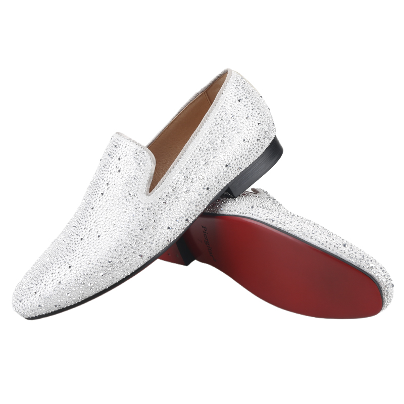 Piergitar Sliver Genuine Leath - Men Shoes Red Bottom 评论和价格